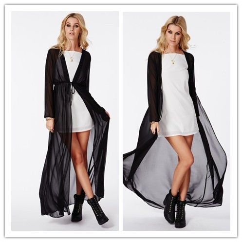 black chiffon maxi kimono