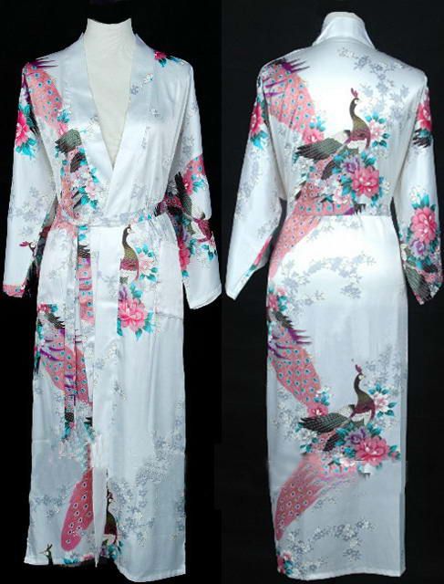 Damen Solid Royan Seide Robe Damen Satin Pyjama Dessous Nachtwäsche Kimono Badekleid Pyjama Nachthemd 17 Farben#3699