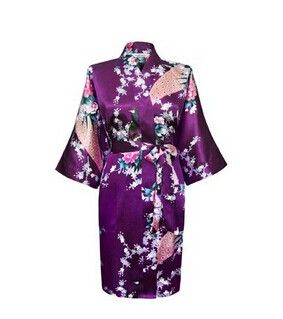 Womens Solid Royan soie Robe Dames Satin Pyjama Lingerie Vêtements de Nuit Kimono Robe De Bain pyjama Chemise De Nuit 17 couleurs # 3699
