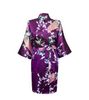 Damen Solid Royan Seide Robe Damen Satin Pyjama Dessous Nachtwäsche Kimono Badekleid Pyjama Nachthemd 17 Farben#3699