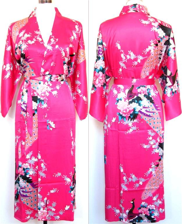 Das mulheres Sólida royan robe de seda Senhoras de Cetim Pijama Lingerie Sleepwear Kimono Vestido de Banho pjs Camisola 17 cores # 3699