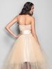 Champagne Draping A-lijn Strapless Thee-lengte Tule en Satin Cocktail / Prom Dress