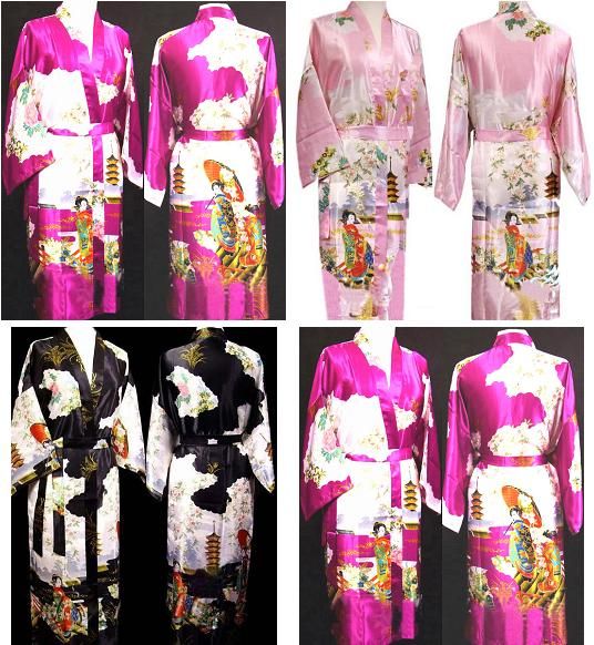 Femmes royan soie Robe dames Satin pyjama Lingerie vêtements de nuit Kimono Robe de bain pyjama chemise de nuit #3670