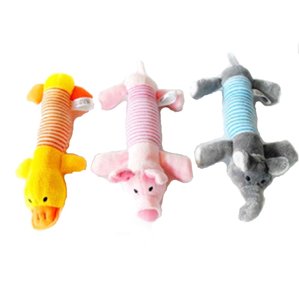 Pet Toys For Cats Dogs Aggressive Chewers Indestructible Small Large Dogs Play Plush Squeak Squeaker Toys With Chew Guard Duck Pig Elephant