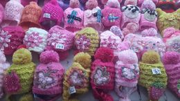 girls Handmade crochet winter beanie hat tamhat cap barret knit hat Skullies 22pcs/lot MIXED COLOR STYLE #3702