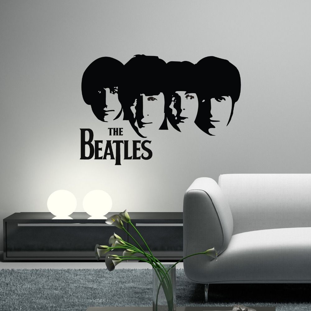 THE BEATLES Decal Wall Vinyl Art Guitar Silhouette Heads John Lennon