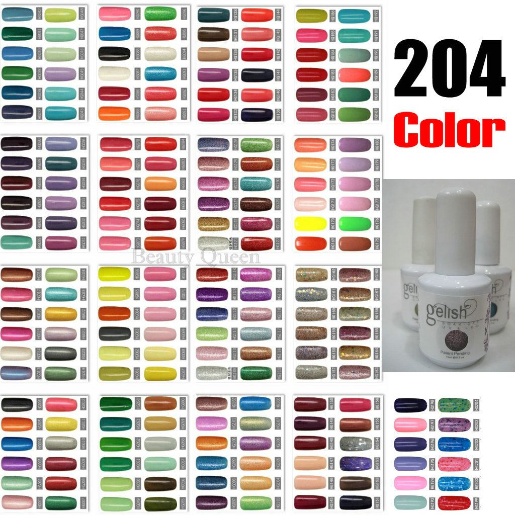 

* 204 Colors for choice * Soak-Off UV LED Nail Gel Polish Coat Nail Art Pure & Glitter Color Gel Acrylic NEW, Hg001-hg204