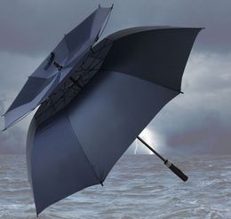 As duplas resistentes à prova de vento resistentes à prova de vento fortes UV do dobro do guarda-chuva do golfe resistem 30 "forma japonesa da espada dos guarda-chuvas grandes