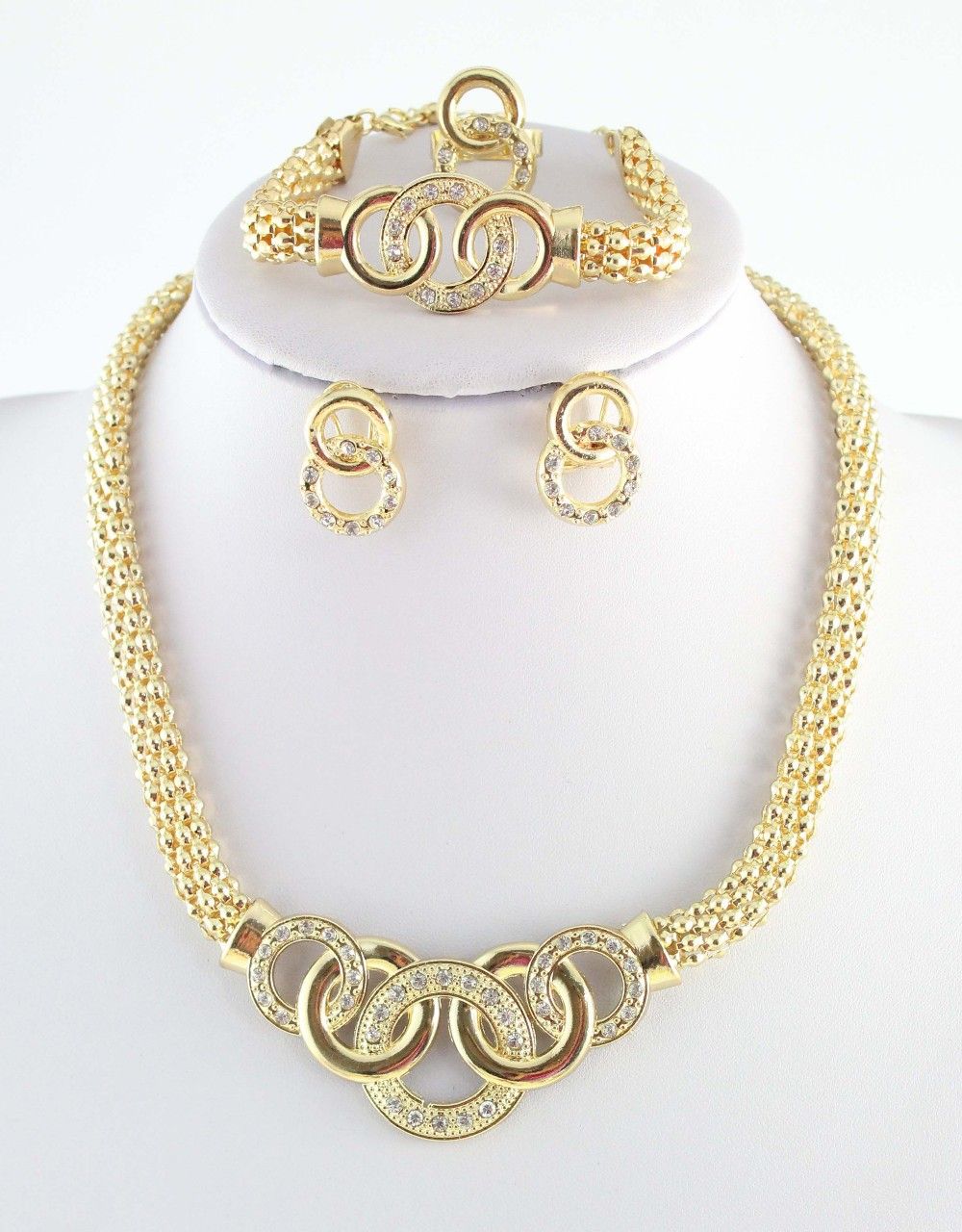 18k Gold Plated Chunky Fashion Jewelry ,African Costume Jewelry Set