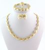 Gold Plated African Costume Jewelry Set Necklace Bracelet Earring Ring Fashion Jewelry For Women
