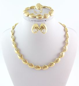 Guldpläterade afrikanska kostym smycken set halsband armband örhängen ring mode smycken för kvinnor