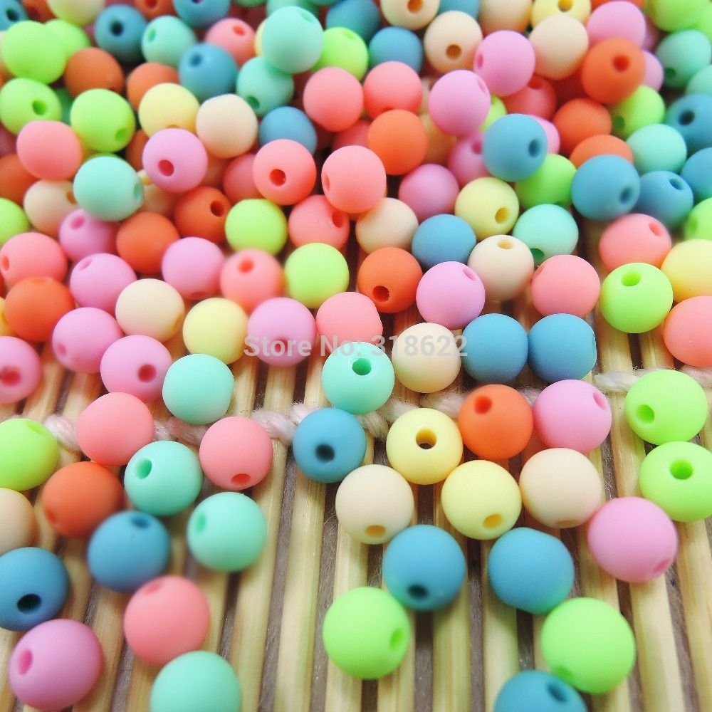 2020 Wholesale DIY Jewelry Beads, 6mm Neon Rubber Round Loose Bubblegum