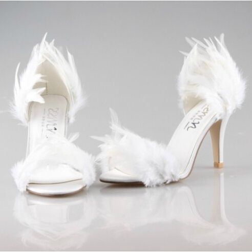 feather white heels