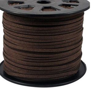 Partihandel - Mic 100Yards Kaffe Faux Suede Cord Cords Flat DIY Rope Ledar för smycken