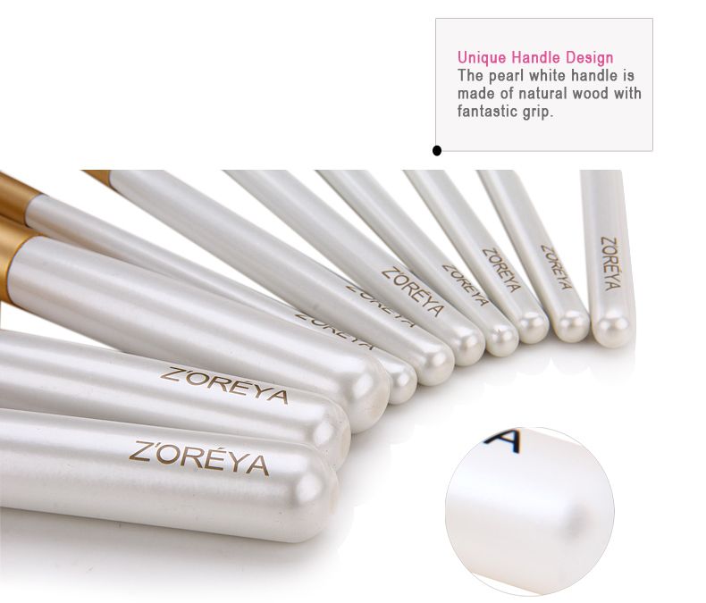Zoreya 10 st Fashion Make up Borstar Beige Professional Makeup Brush Set Essential Cosmetic Tool Kits
