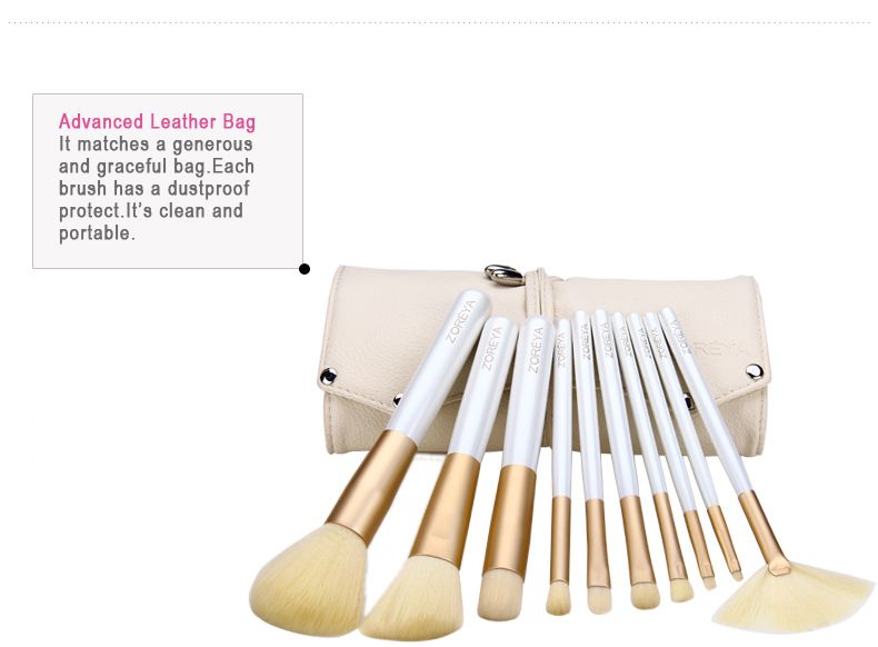 Zoreya Fashion Make up Brushes Beige Professional Makeup Brush Set Essential Cosmetic Tool Kits