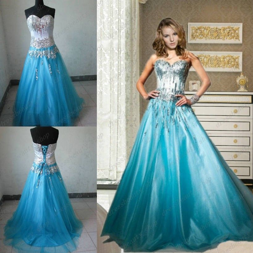 Shiny Sequined Bodice Ball Gown Prom Debutante Dresses Light Sky ... Shiny Sequined Bodice Ball Gown Prom Debutante Dresses Light Sky ...