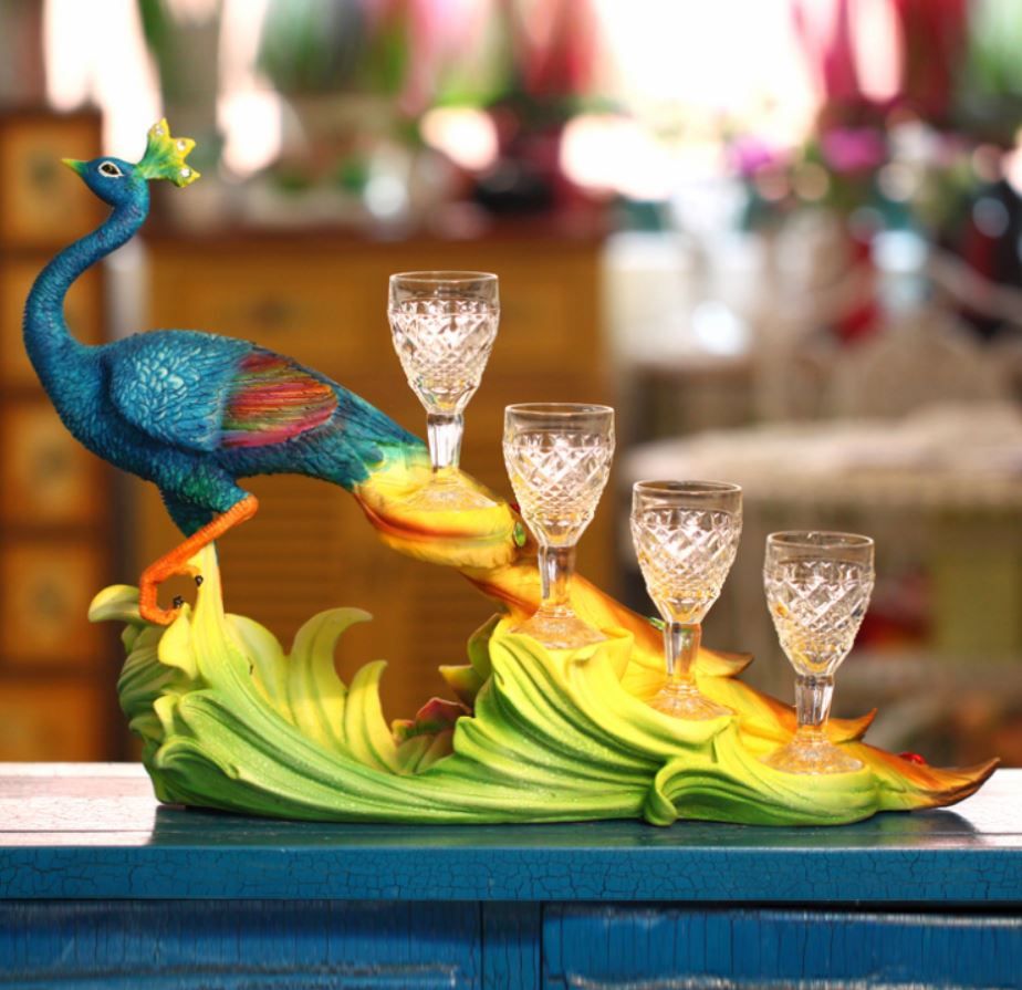 Wine Holder Sri Lanka Realistic Blue Peacock Wine Rack Organizer Gifts