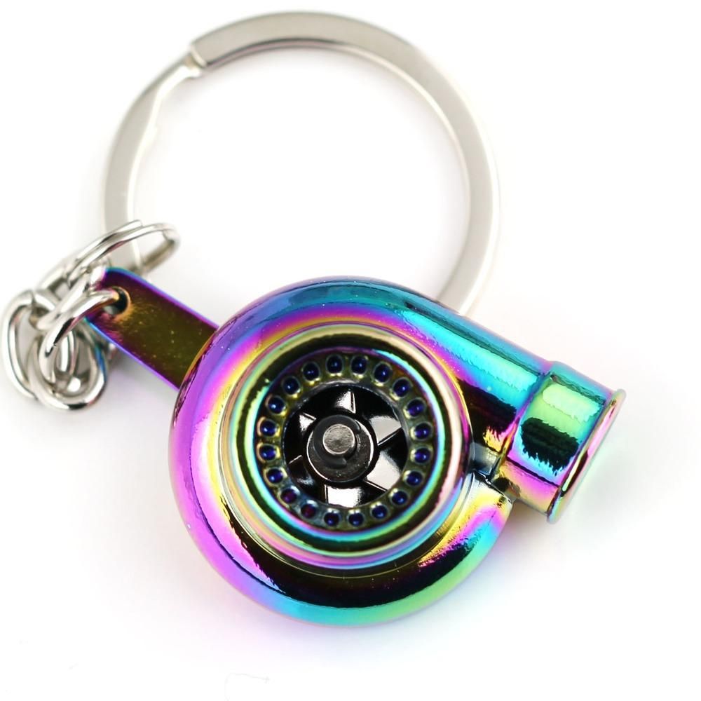 New Produced Rainbow Color Turbo Keychain Auto Parts Model Spinning