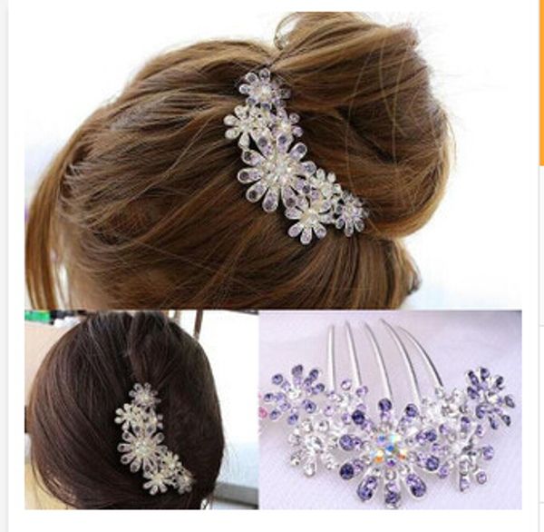 

Новая Мода Полный Цвета Кристалл Горный Хрусталь Лепесток Живота Гребень Женщин