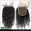 Kręcone Uwagi Włosy Włoski Zamknięcie Brazylijski Virgin Humanherhair z bezpłatną częścią koronki Zamknięcie Naturalny kolor 8-34 cal Bellahair