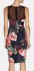 Mode Rose Floral Print Dames Bodycon Jurk Sexy Mesh Hals Party Jurken DT116