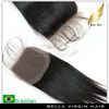 Pacotes de cabelo humano virgem brasileiro com fecho de renda parte livre de seda cor natural de seda 8-34 polegadas bellahair