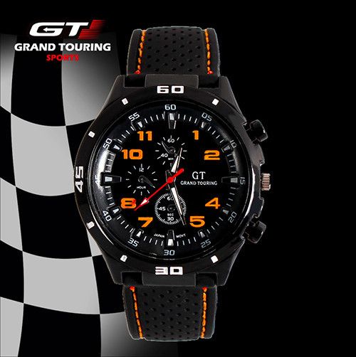 Orologio da uomo al quarzo causale sportivo militare pilota aviatore esercito siliconi Rublle Racer GT marca 2015 orologi regalo cool di vendita più calda