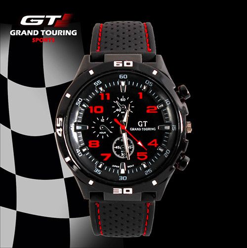 Orologio da uomo al quarzo causale sportivo militare pilota aviatore esercito siliconi Rublle Racer GT marca 2015 orologi regalo cool di vendita più calda