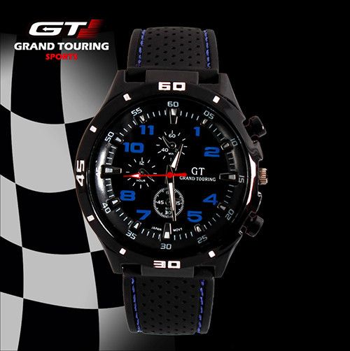 Orologio da uomo al quarzo causale sportivo militare pilota aviatore esercito siliconi Rublle Racer GT marca 2015 orologi regalo cool di vendita più calda