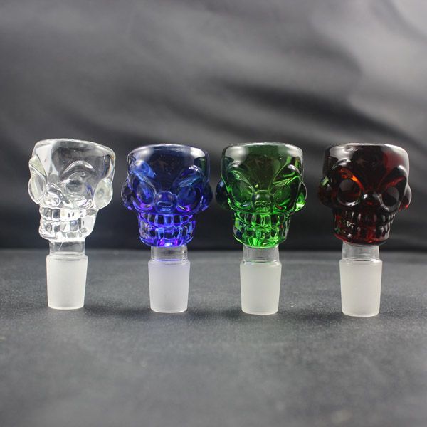 Skull Downstem DownStem Glass Bowl 14.5mm and 18.8mm optional Colorful Glass bowl Thickness 7mm large capacity fit for Glass bong