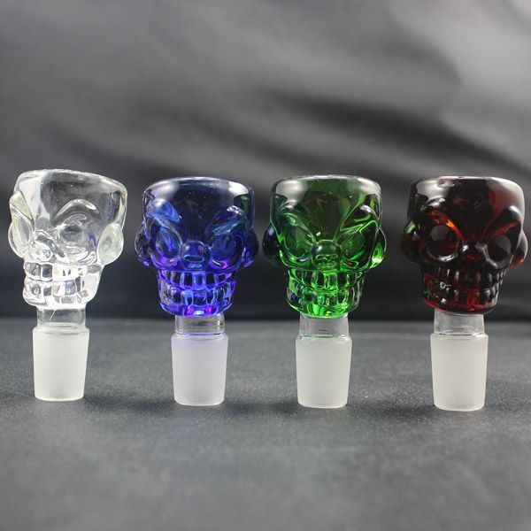 Skull Deststem Glass Glass Bowl 14.5mm i 18,8 mm Opcjonalny kolorowy szklany miski grubość 7 mm duża pojemność pasuje do szklanego bongu