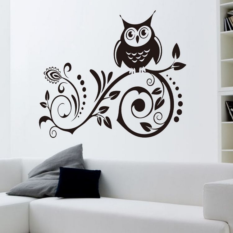 Pulse Vinyl Wall Art Decal 30 x 18 Living Room Wall Decor Black, 30 x 18 Bird Vinyl Sticker Wise Owl Wall Decoration