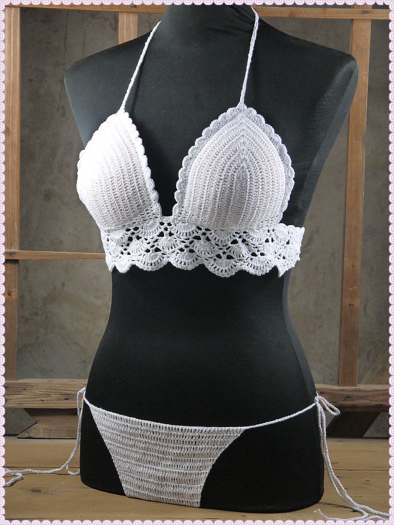 Crochet Bikini Set, Unique Double CLASSIC CROP TOP Handmade Bikinis ...