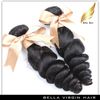 Brazilian Hair Loose Wave Virgin Human Hair Weave With Middle Part Lace Closure Grade HairWeave Natural Color 8-30" Bellahair