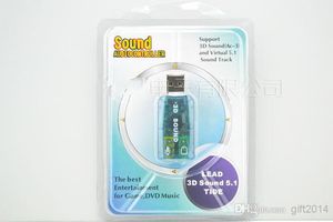 Großhandel - - 100 Stück USB 2.0 externe Soundkarte 3D 5.1 Audio-Adapter für Laptop PC NEUES Zubehör