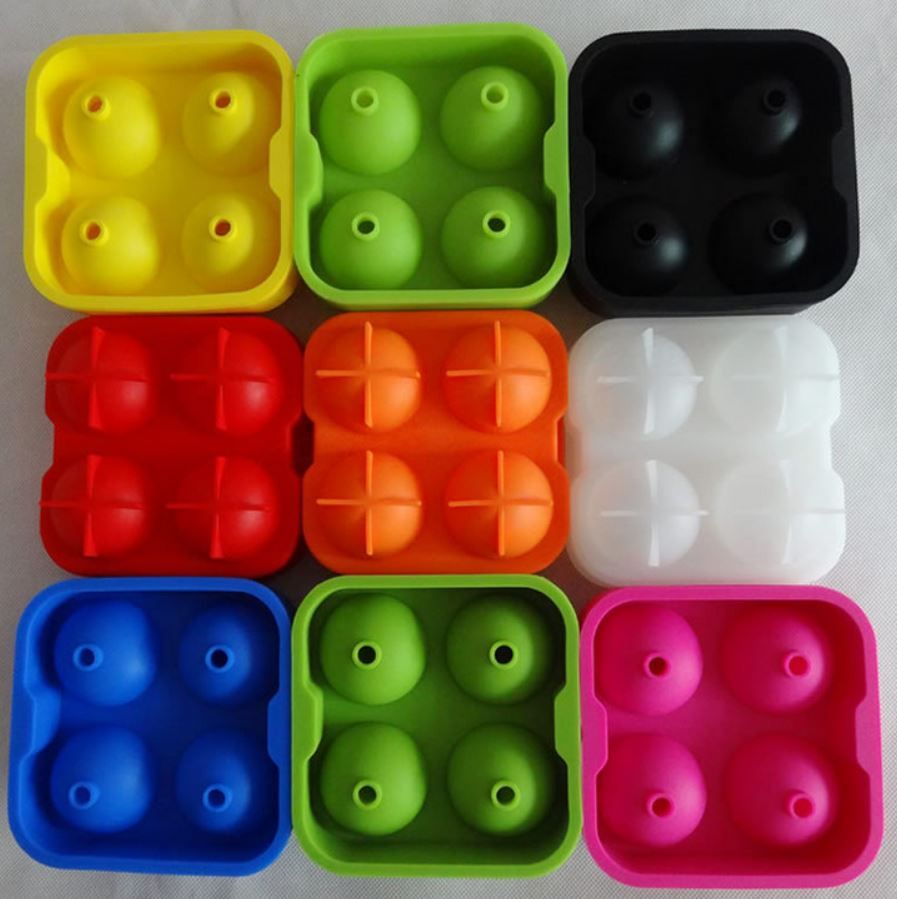 Silicone Ice Ball Maker Sphere Mold 4 Ice Balls Round Ice Mould For