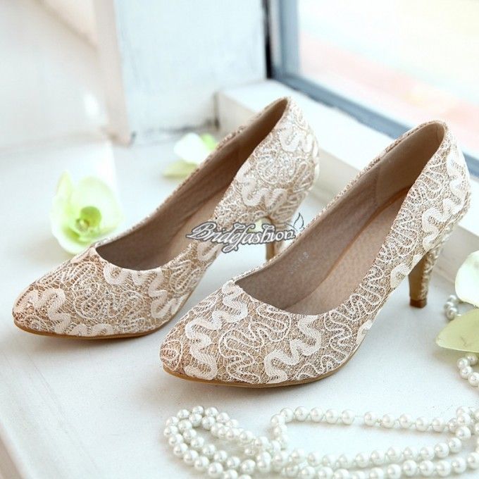 champagne lace shoes