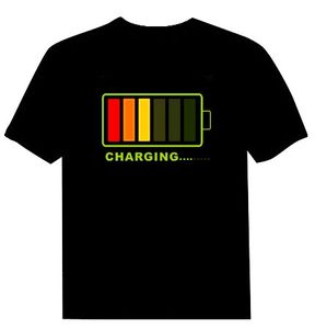 100pieces / lot elT-tröja ljudaktiverad blinkande t-shirt LED-t-shirt El T-shirts Gratis frakt