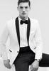 Men's Suits Blazers High Quality One Button White Groom Tuxedos Shawl Collar Groomsmen Best Man Men Wedding (Jacket+Pants+Bow Tie+Girdle) NO 168