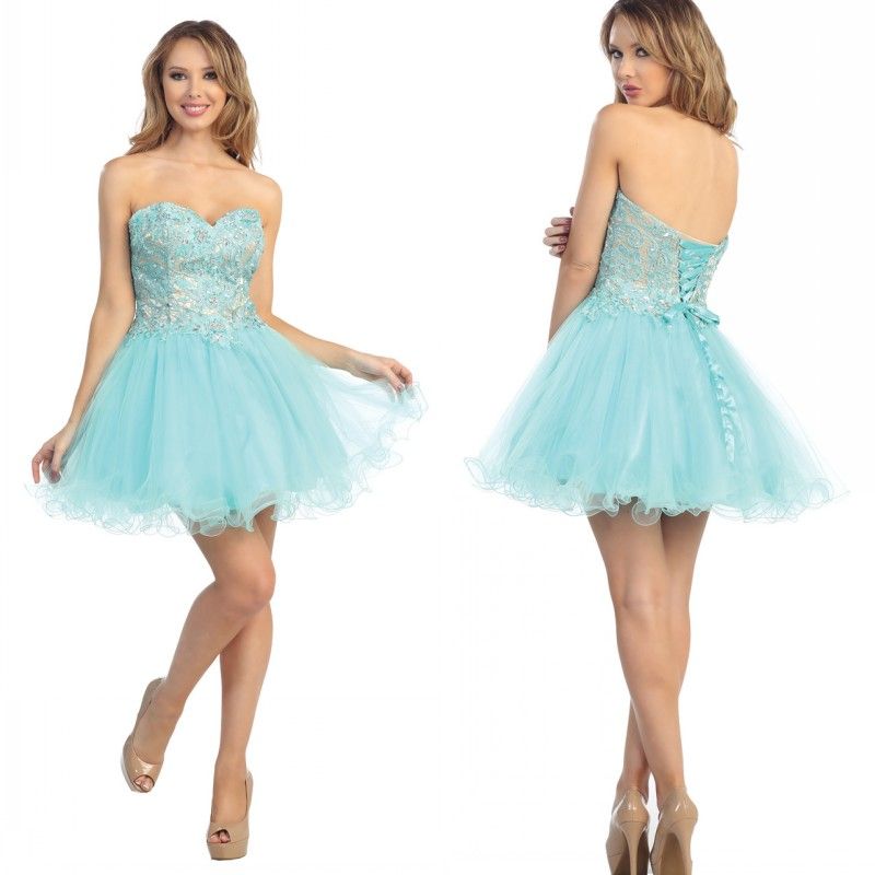 $59! Cute Sweetheart A-line Crystal Beads Organza Corset barato Vestido de fiesta Vestidos cortos de fiesta Vestidos de fiesta Dulce 16 vestidos