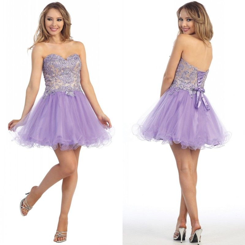 $ 59! Söt älskling A-Line Crystal Pärlor Organza Billiga Korset Homecoming Klänning Kort Prom Klänningar Party Klänningar Söt 16 Klänningar