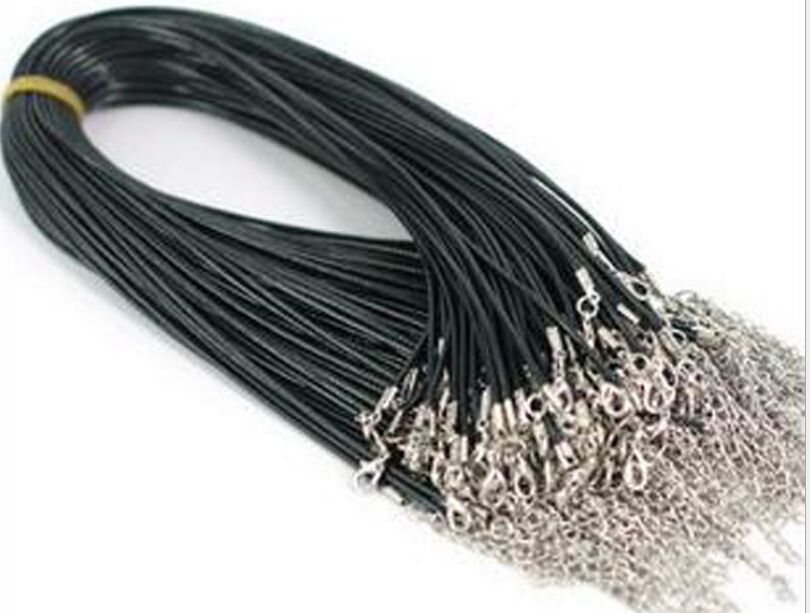 100 sztuk / partia Black Guma Cord Naszyjnik z Homar Class dla DIY Craft Moda Biżuteria 18inch W4