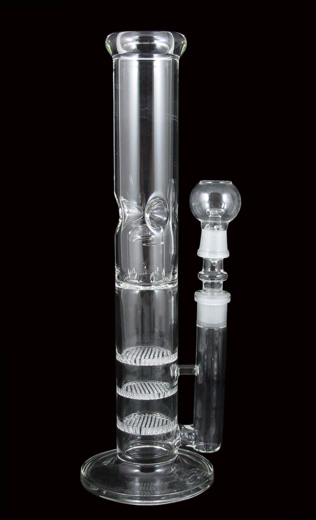 QB-003 glazen waterpijp met 3 honingraatschijf en spatbeschermer