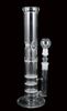 QB-003 glass water pipe with 3 honeycomb disk and splash guard