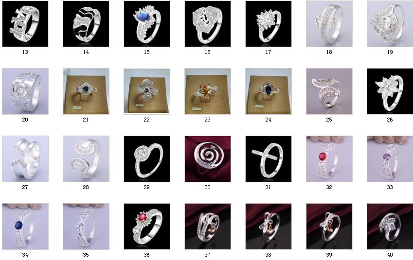 

2014 mid September new 30PCS Mixture Ladies Fashion Rings 925 Silver Multi Rhinestone Dazzling Rings mix Size 7 & 8
