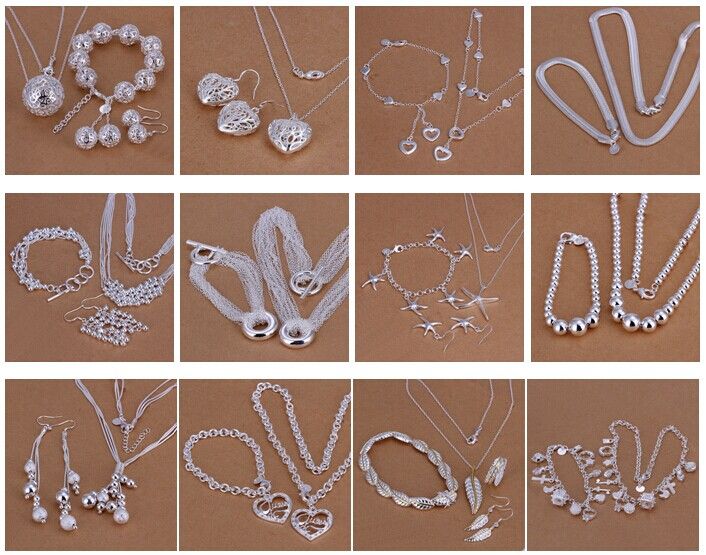 

Free Shipping with tracking number Best Most Hot sell Women's delicate gift jewelry 925 silver plated mix jewelry set 1025, Mixed colors
