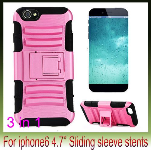 Dla iPhone 6 Plus 4,7 5,5 cala Robot Double Layer Guberized 3 w 1 TPU + PC Silicone Case Heavy Duty Cover Stand