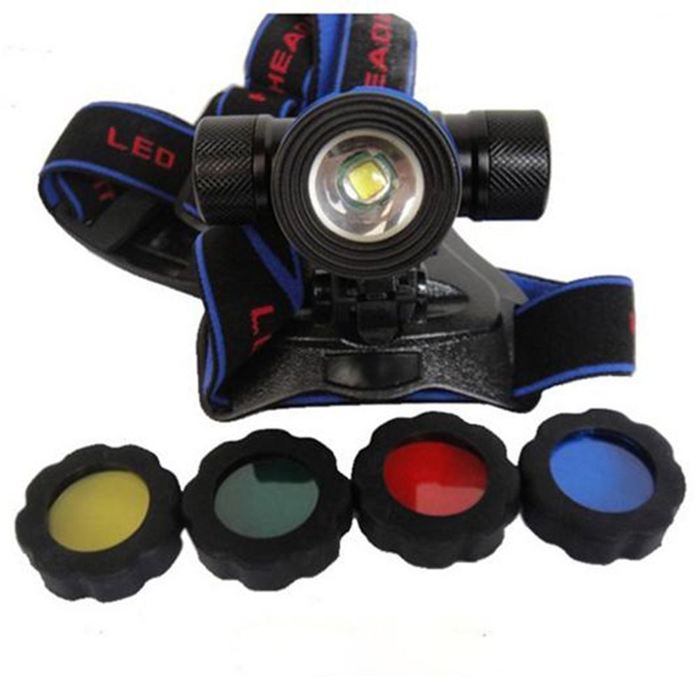 18650 Zoomable Headlamp 1800LM CREE XML T6 LED Bicycle Light Lens Blue