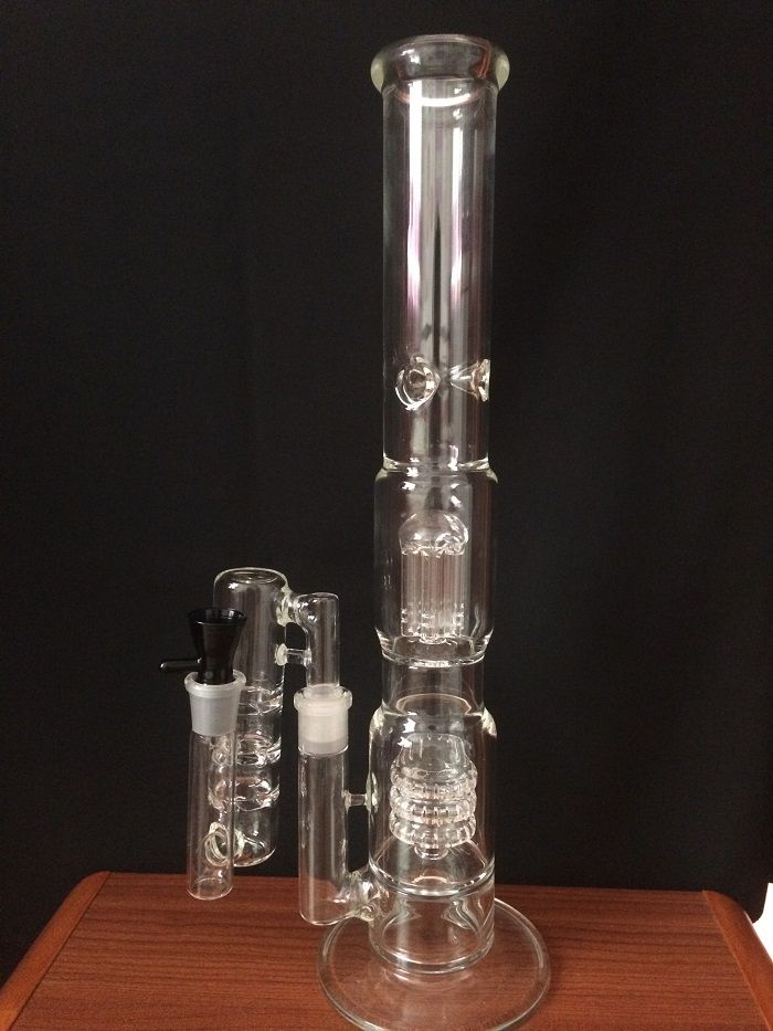 2020 Glass Bong Water Pipe Vase Perc Percolator TRIPLE Turbine Smoking